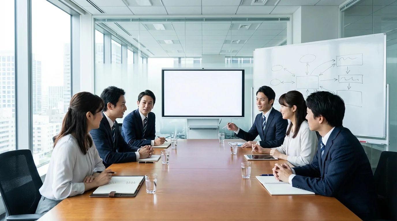 Strategic marketing meeting discussing D2C and marketplace integration